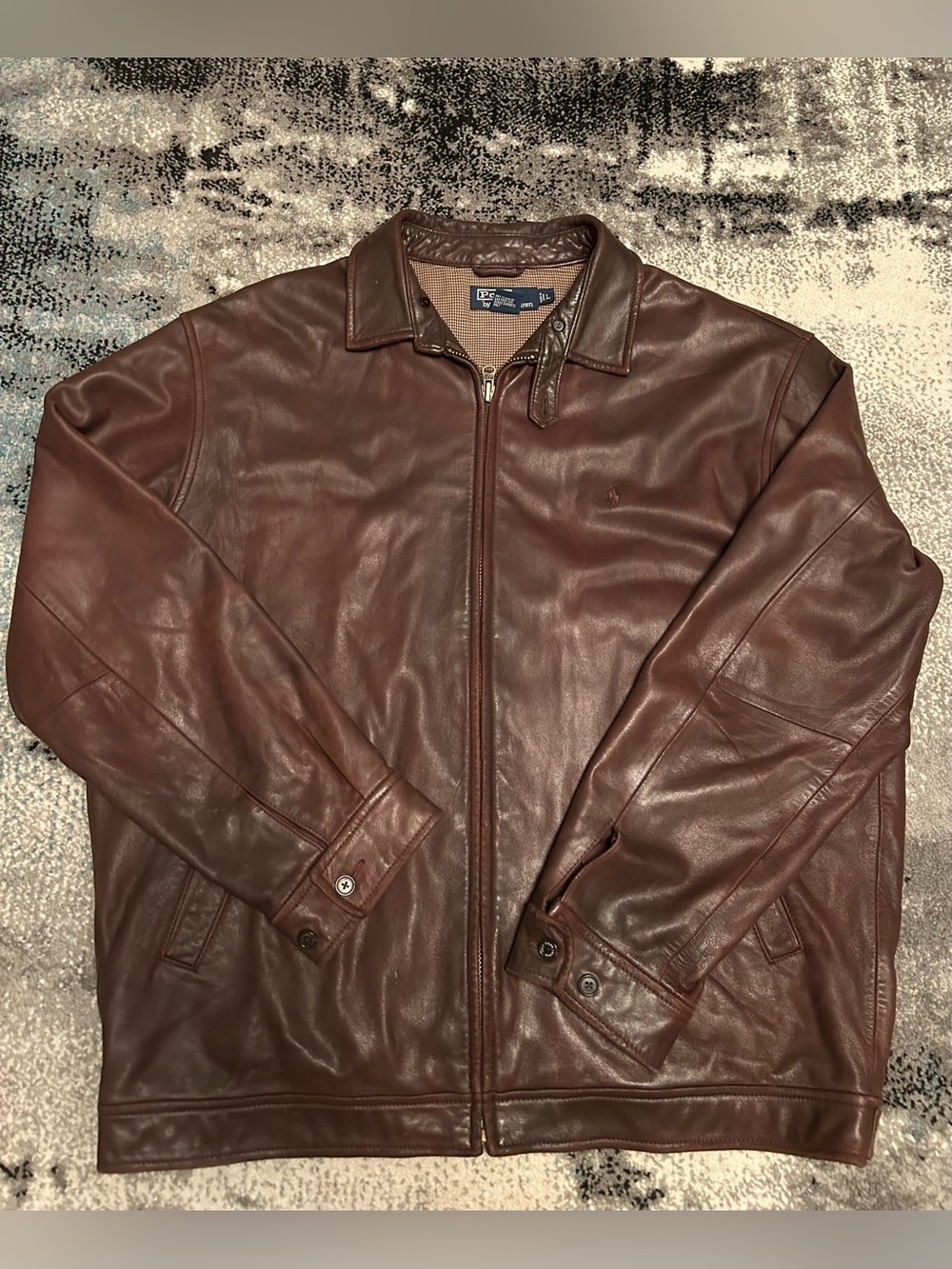 Large Vintage Polo Ralph Lauren Brown Leather Jacket
